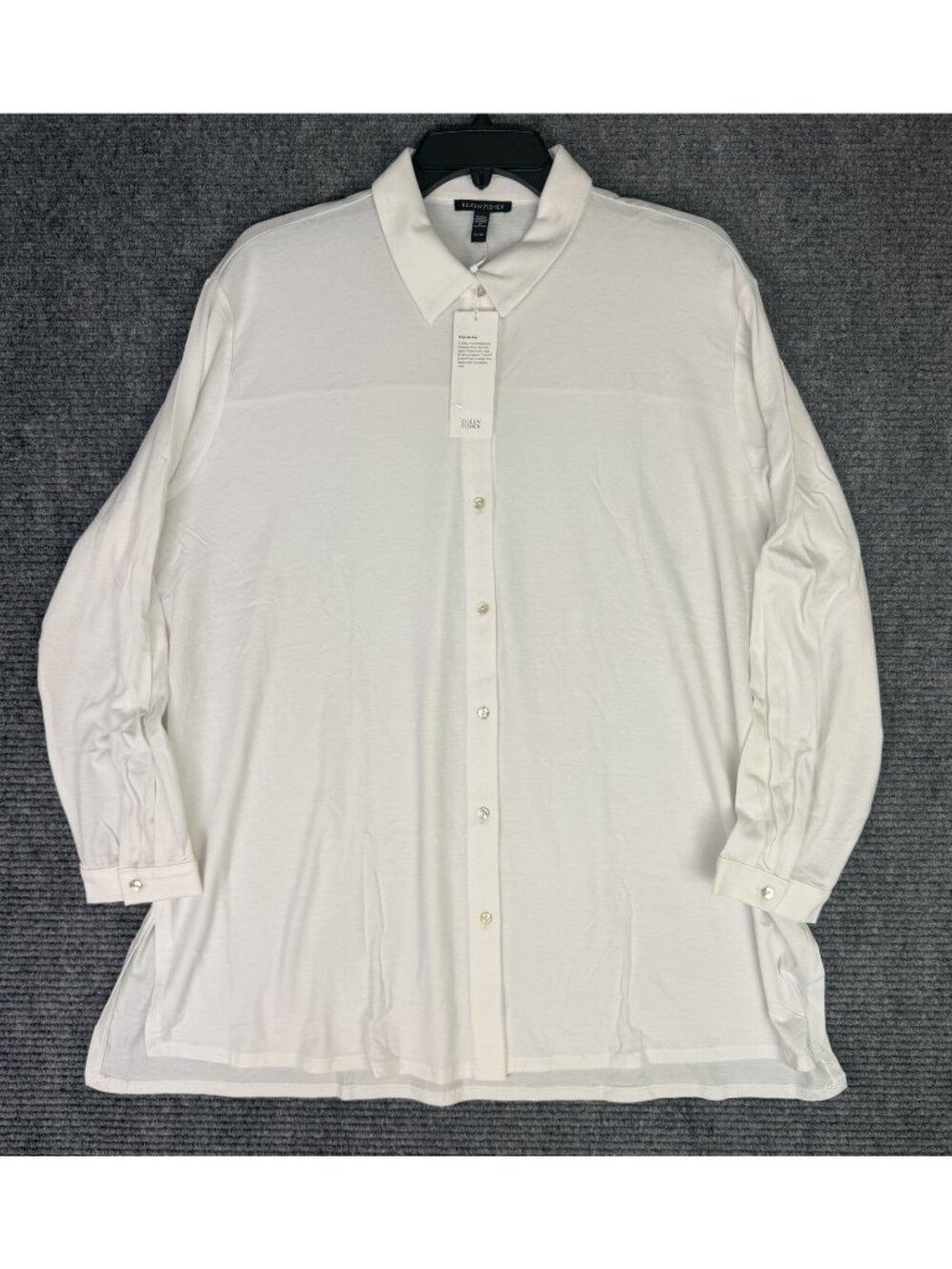 Eileen Fisher Size XL White Stretch Jersey Classic Collar Shirt NWT $138